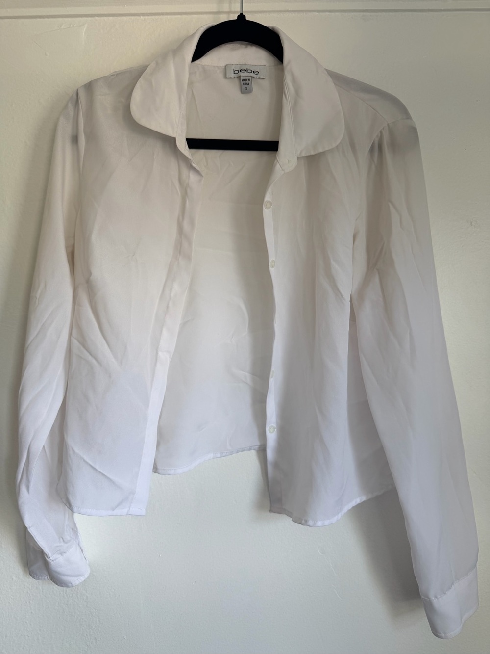 bebe White Button-Front Collared Shirt